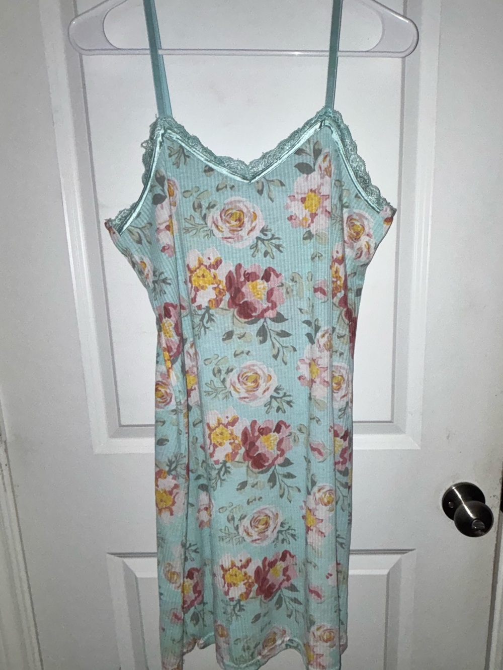 Floral Lace-Trim Slip - Mint Floral